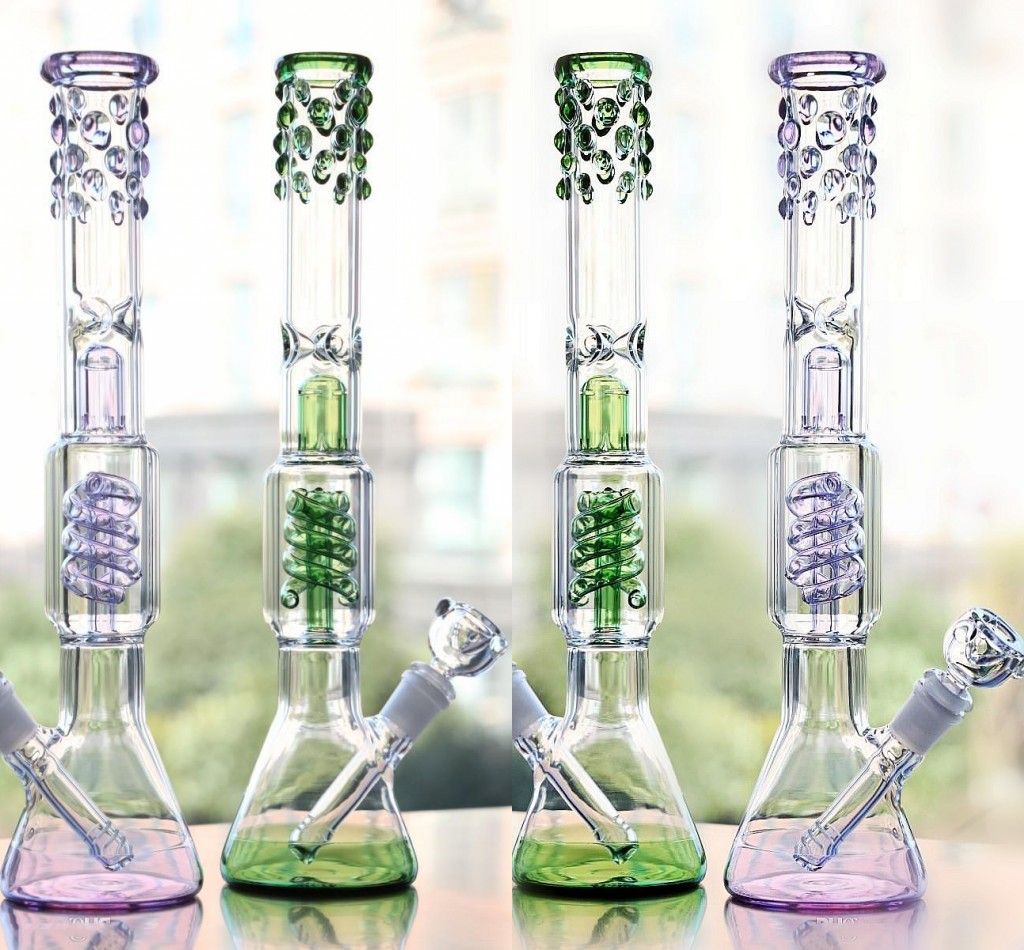 2019 2016 Long Green Glass Bongs Thick Glass Smoking Pipes