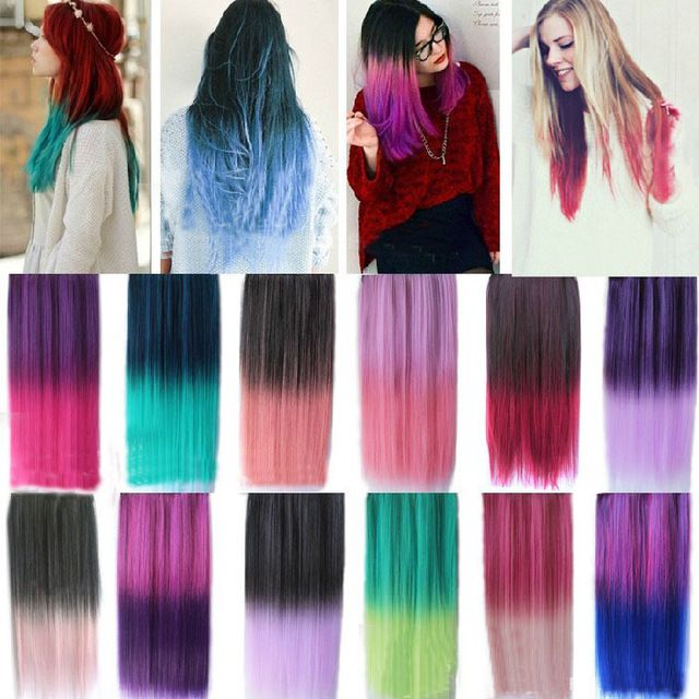 Fashion Colorful Hair Straight Long Clip in Hair Extensions ... Fashion Colorful Hair Straight Long Clip in Hair Extensions ...
