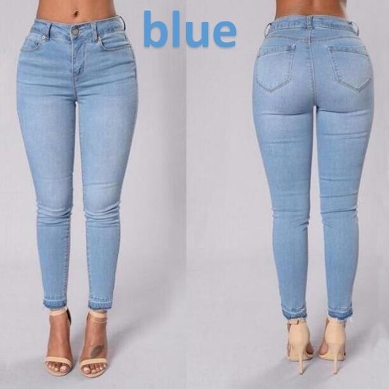 2020 2017 Sexy Fashion New Style Jeans Full Length Mid Waist Ripped