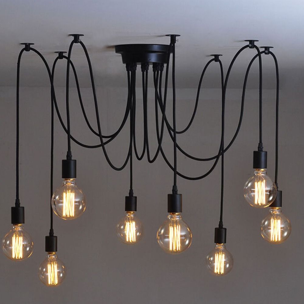 edison lights industrial style home lighting vintage loft chandelier fixtures diy lamps with 8 heads hanging in kitchen from industrial style home lighting t94 lighting