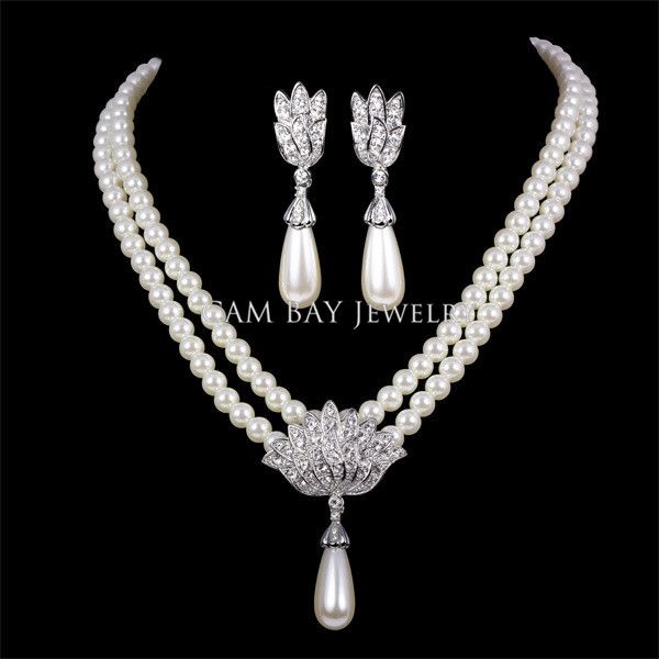 drop pearl necklace set
