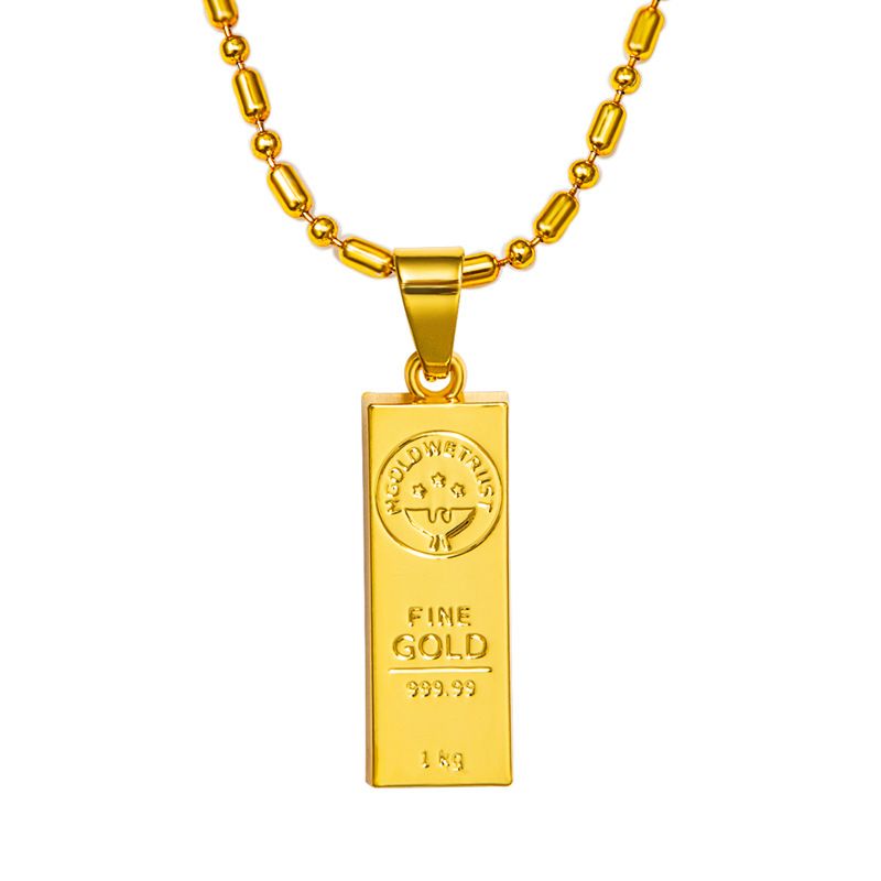 Whole Australian Hot Men Hip Hop 18k Gold Plated Bullion Whole Australian Hot Men Hip Hop 18k Gold Plated Bullion Pendant Necklace Jewelry 80cm Long Chains Trendy For We Trust