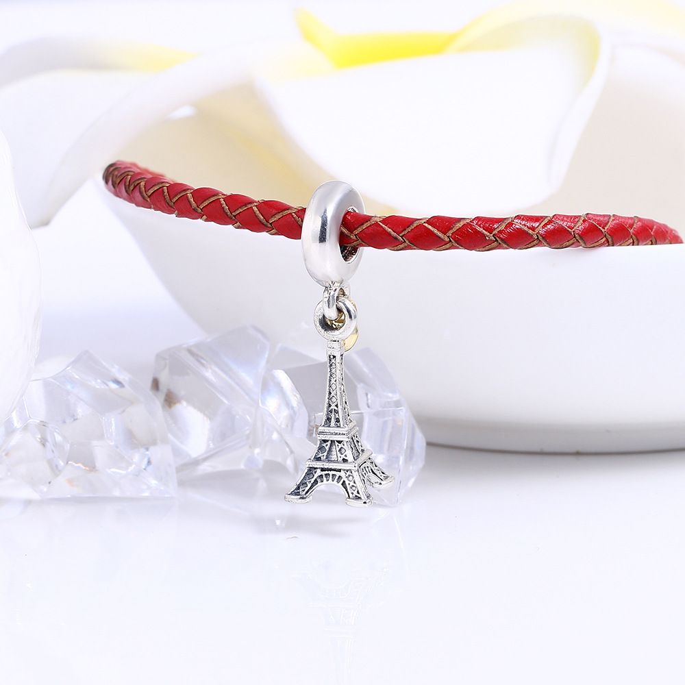 2020 Real 925 Sterling Silver Eiffel Tower Dangle Charm Fit Original Bracelet Diy Jewelry Making