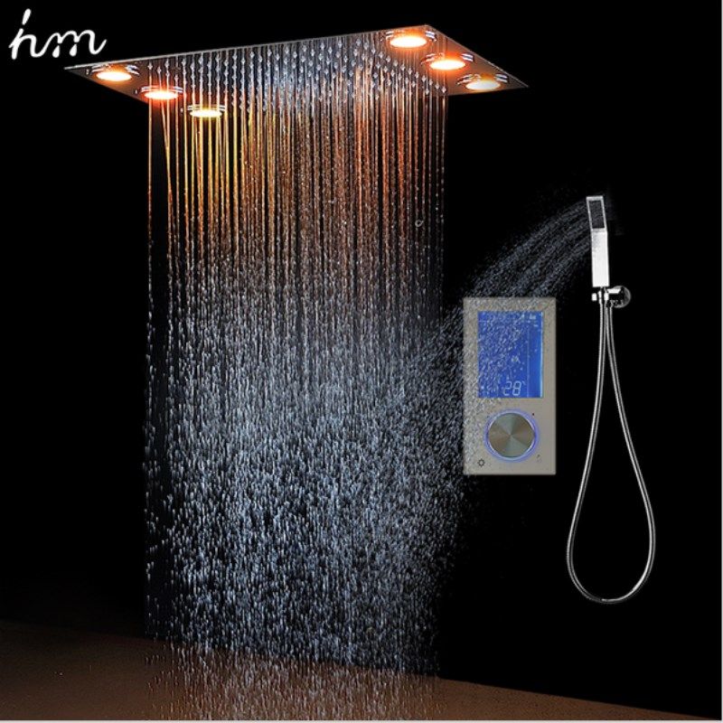 2020 Thermostatic Sensor Shower Set 500*360mm Embedded Ceiling Rainfall
