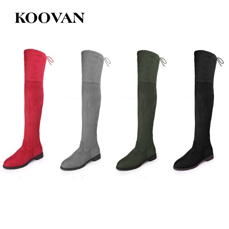 stretch fabric long boots