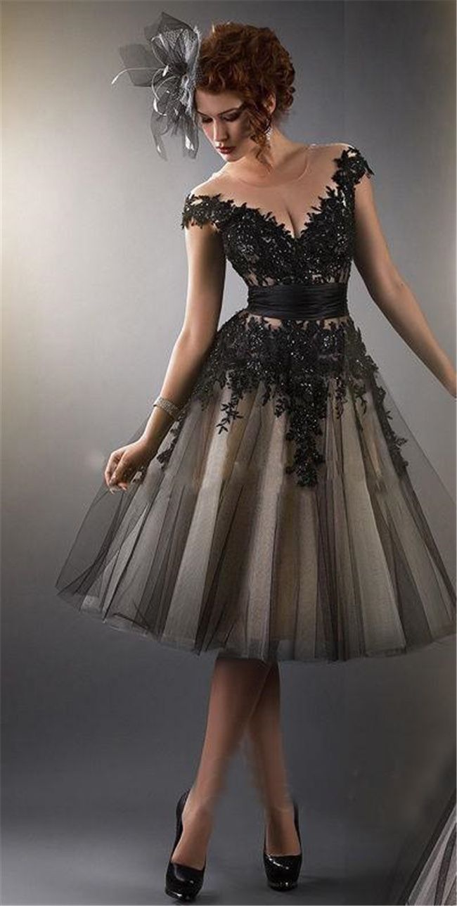 Little Black Dress Short Sheer Cocktail Prom Dresses A