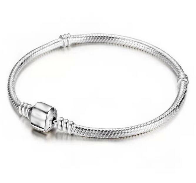 Factory Wholesale 925 Sterling Silver Bracelets 3mm Snake Chain Fit Pandora Charm Bead Bangle ...