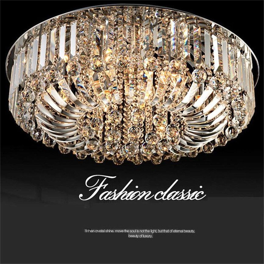 High Quality New Modern K9 Crystal Led Chandelier Ceiling Light High Quality New Modern K9 Crystal Led Chandelier Ceiling Light Pendant Lamp Lighting 50cm 60cm 80cm Remote Control Bulbs Cream From