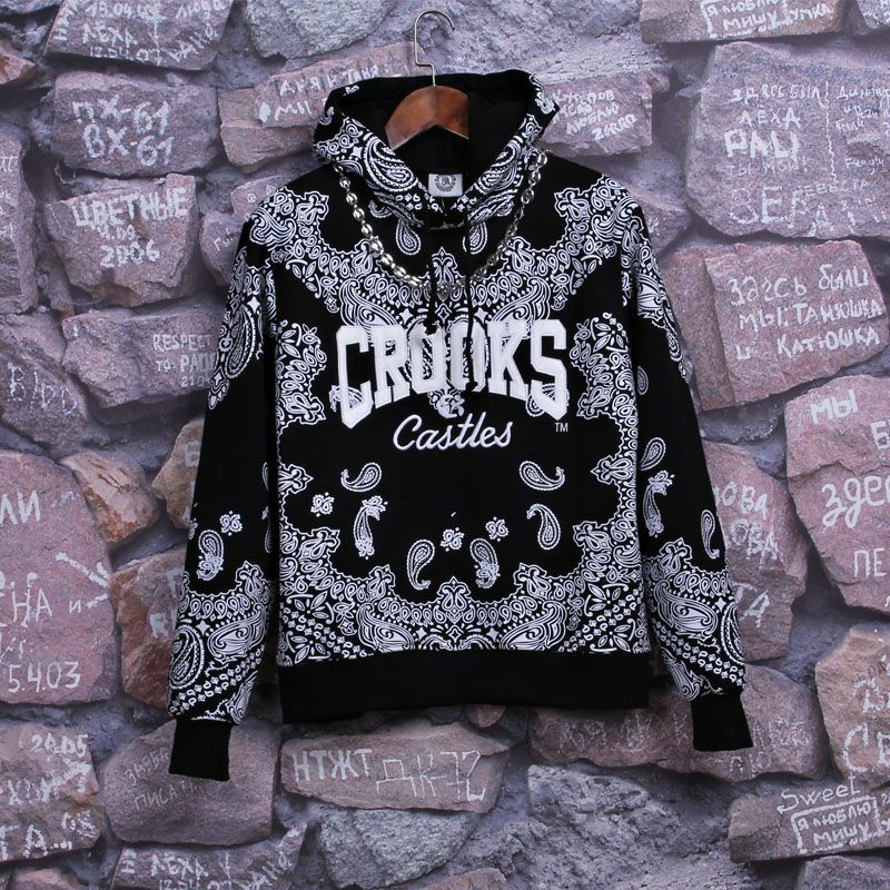 Großhandel Winter Vlies Schwarz Bandana Hoodies Crooks And Castles