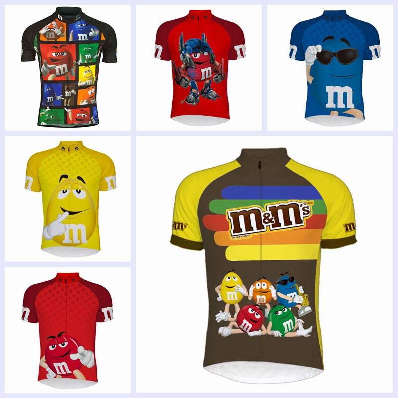 Popular M&M'S Cycling Jerseys Tops Men Women Bicycle Shirt Breathable