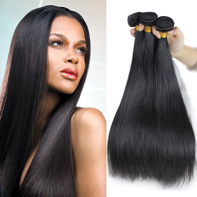 Brazilian Straight Virgin Human Hair Weaves Bundles Unprocessed 8a