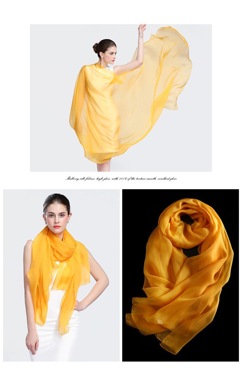 Silk Scarf Spring Summer New Women Solid Shawls Elegant Long Scarves Big Sizes