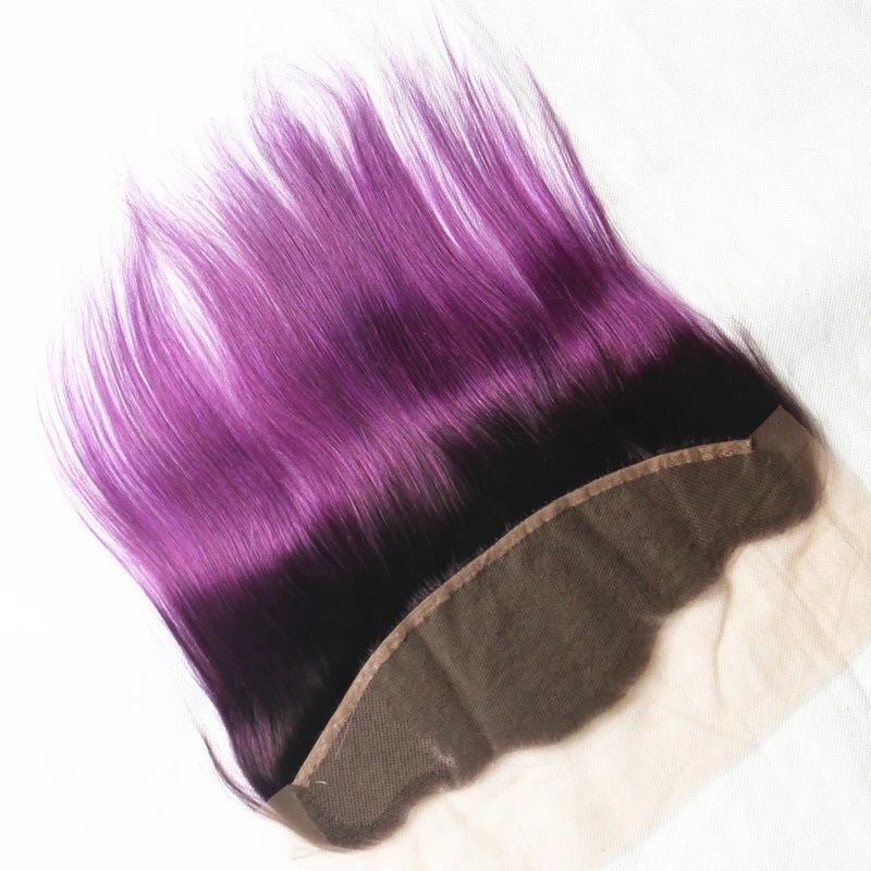 2019 Two Tone 1b Purple Ombre Virgin Hair With Lace Frontal