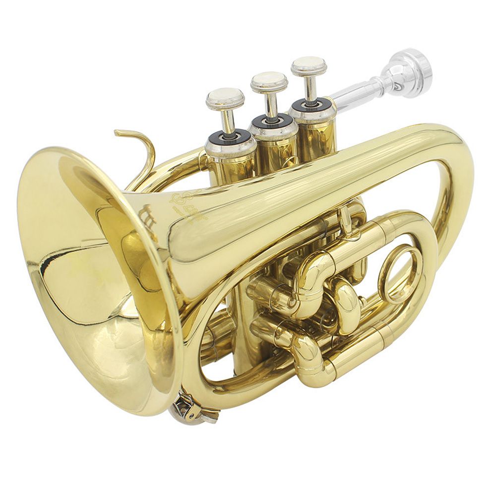 2020 LADE Professional Pocket Trumpet Tone Flat B Bb Brass Wind Instrument With Mouthpiece
