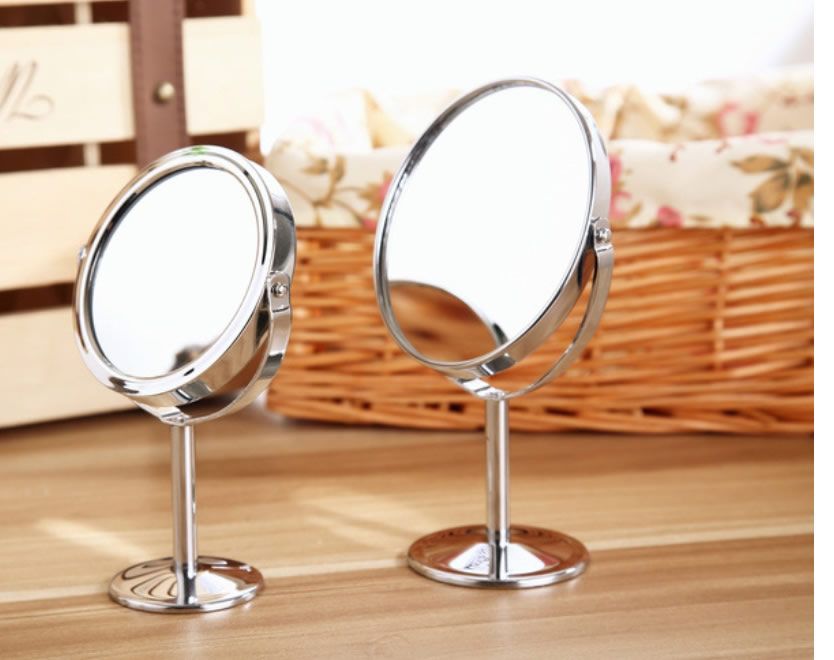 Makeup Mirror Double 2 Sided Magnifying Mirrors Round Circular Oval Makeup Mirror Double 2 Sided Magnifying Mirrors Round Circular Oval Shape 2x Magnification Polished Chrome For Lady Table R0101012