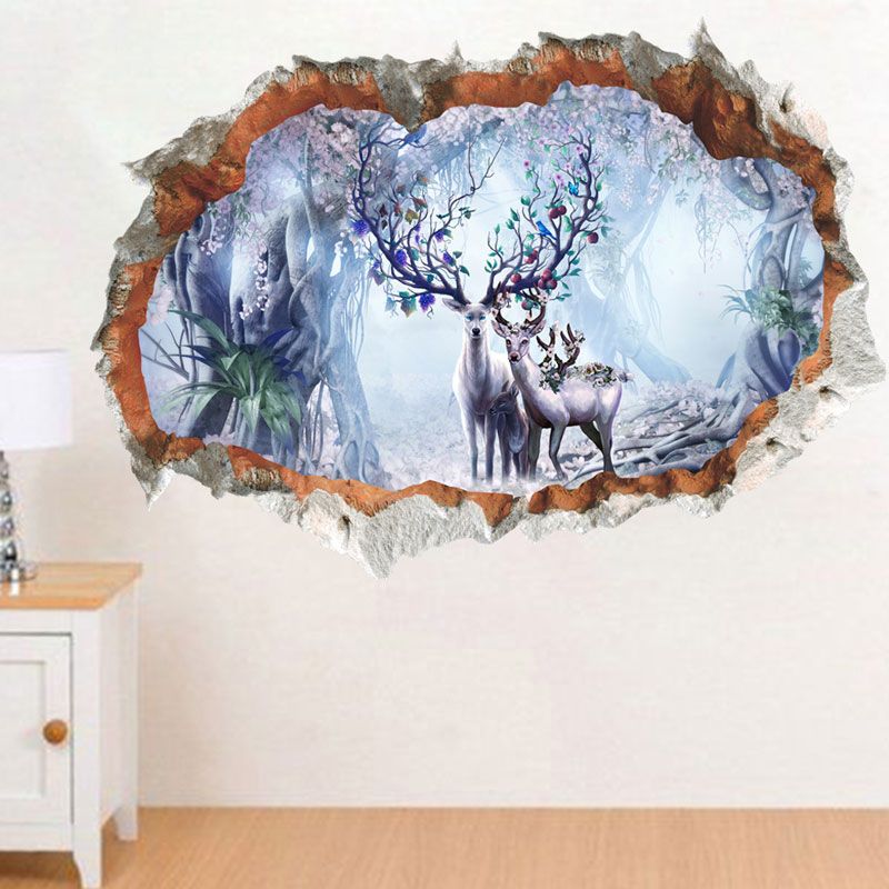 Grosshandel 3d Sika Deer Spielplatz Gebrochene Wand Loch Fensteransicht Home Decals Wandaufkleber Fur Zimmer Sport Dekor Wandbild Von Kity12 2 51 Auf De Dhgate Com Dhgate