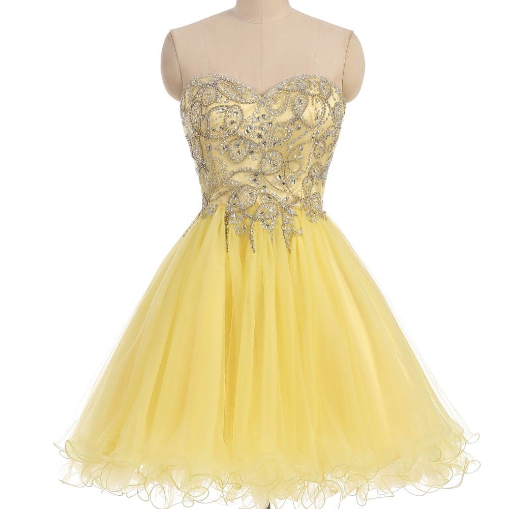 short yellow dress formal