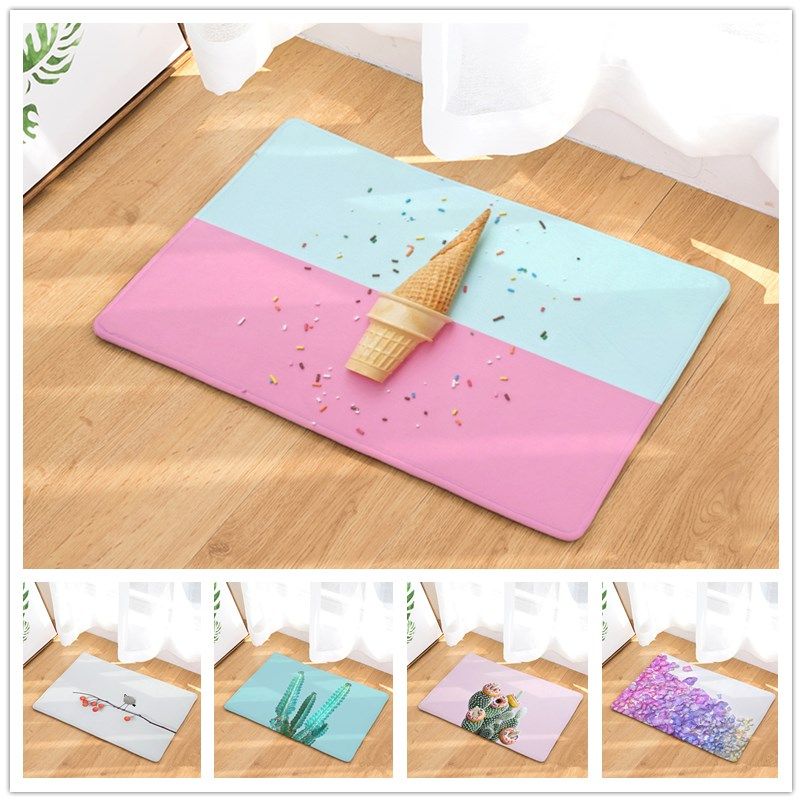 Colored Ice Cream Fruit Flowers Plant Patterns Floor Mats Bathroom Colored Ice Cream Fruit Flowers Plant Patterns Floor Mats Bathroom Kitchen Carpets Doormats Cat Mat Living Room Anti Slip Tapete Carpet Shaw Rug