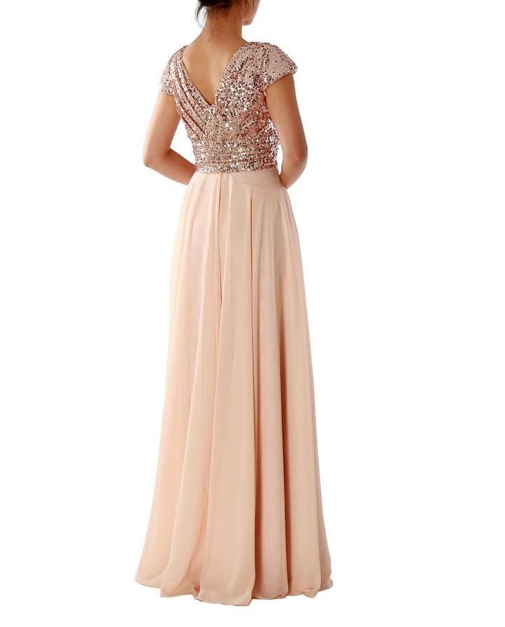 Gold Sequin Bridesmaid Dresses Online UK 2016 Eleagnt V Neck Short