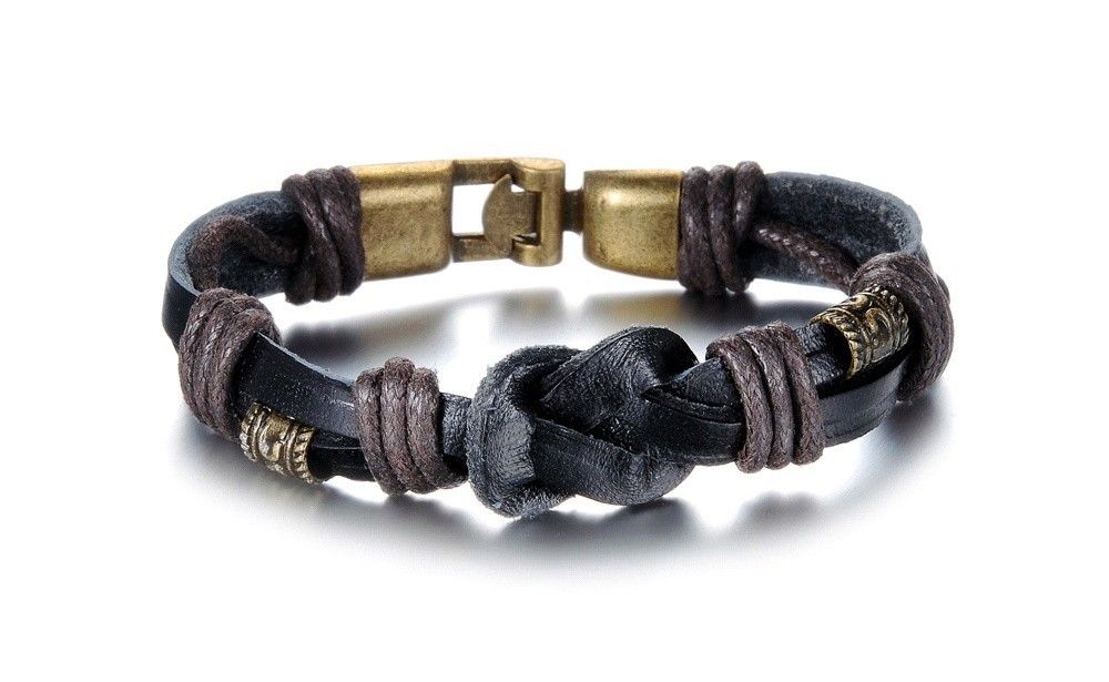 2018 vintage handmade double layer leather bracelets personalized