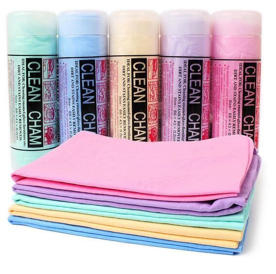 2020 Plastic Barrel Packed Colorful PVA Chamois Towel