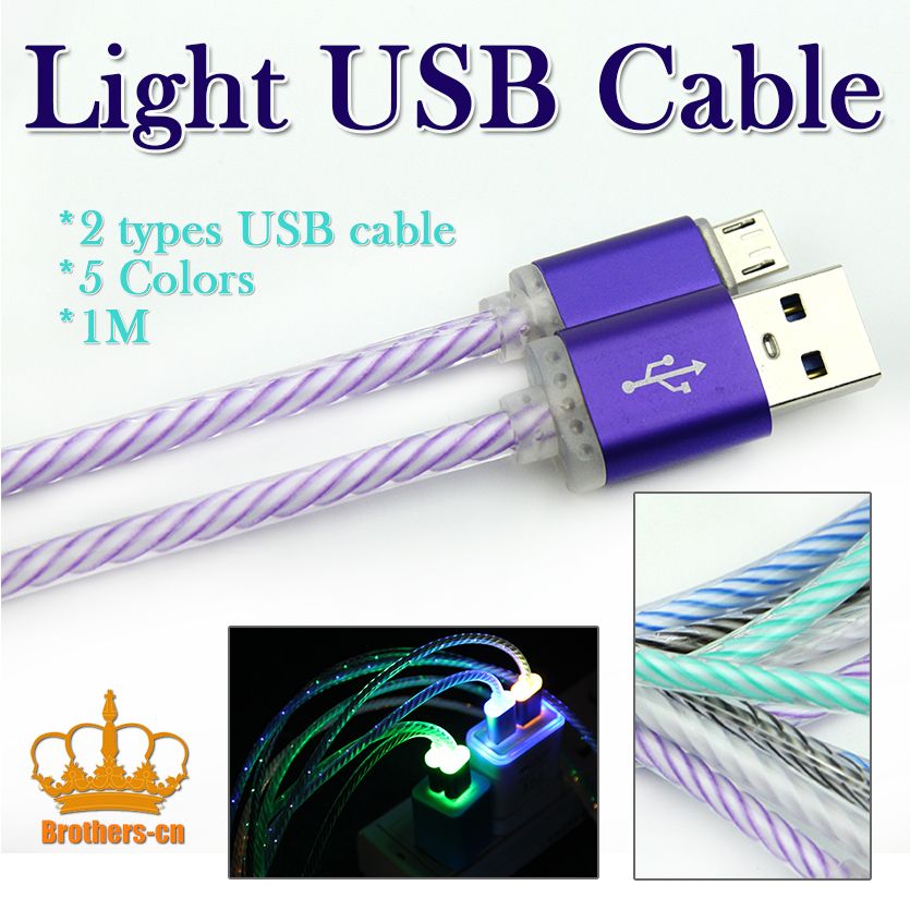 Led Visible Light Micro USB 2.0 Charger Cable Data Sync Charging Smile