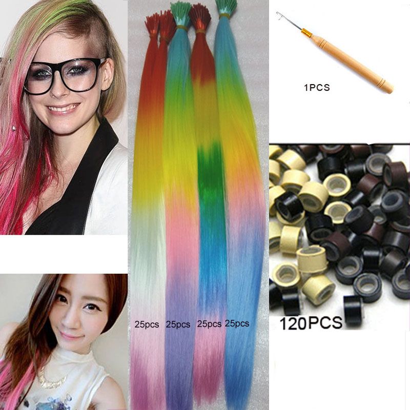 20ombre I Tip Hair Extensions 4 Tones Snythetic Loop Diy Grizzly 20ombre I Tip Hair Extensions 4 Tones Snythetic Loop Diy Grizzly Rooster Stripe Ring Hairpiece 120 Beads 1 Hook Extension Tape