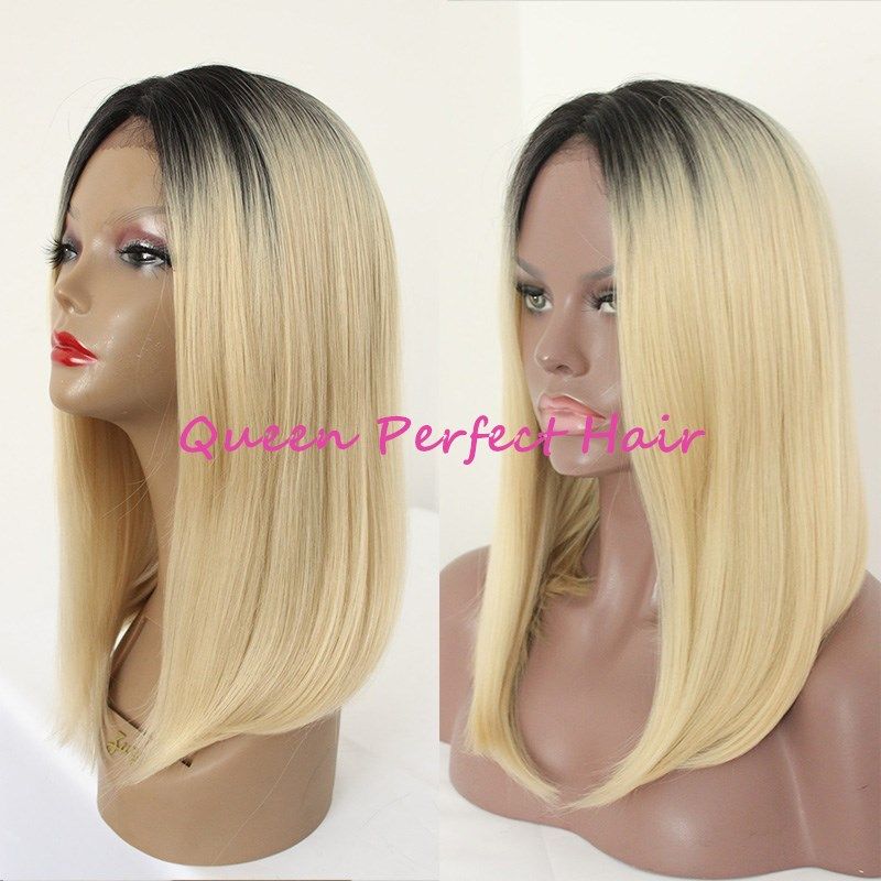 Grosshandel Ombre Farbe Short Weiblichen Haircuts Bob Art Perucke 1b Blonde Bob Cut Perucken Two Tone Farbe Synthetic Lace Front Perucken Fur