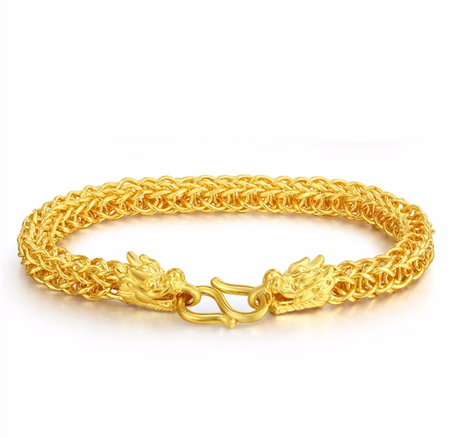 2019 Pure 999 24k Yellow Gold Bracelet/ Men'S Dragon Wheat Bracelet/29g