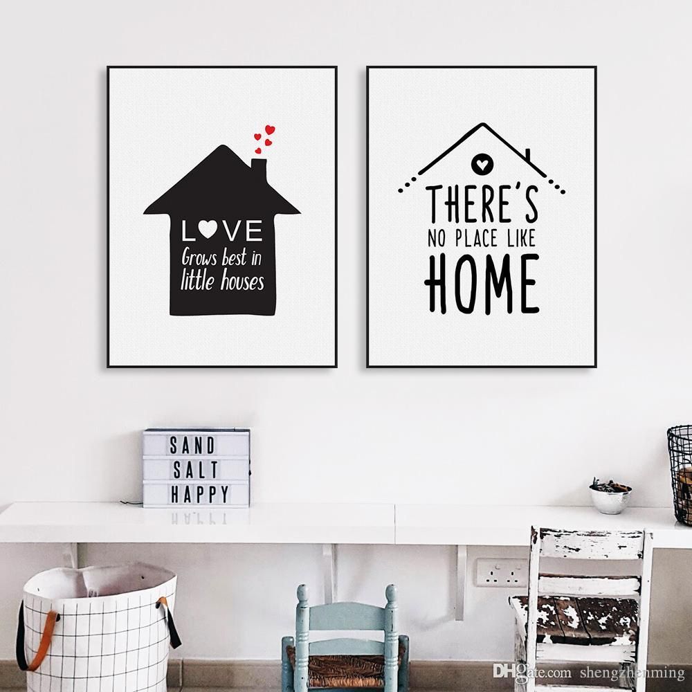 2018 Black White Nordic Minimalist Houses Love Quotes A4 Canvas Art Print Poster Wall Picture Painting Home Kids Room Decor No Frame From Shengzhenming