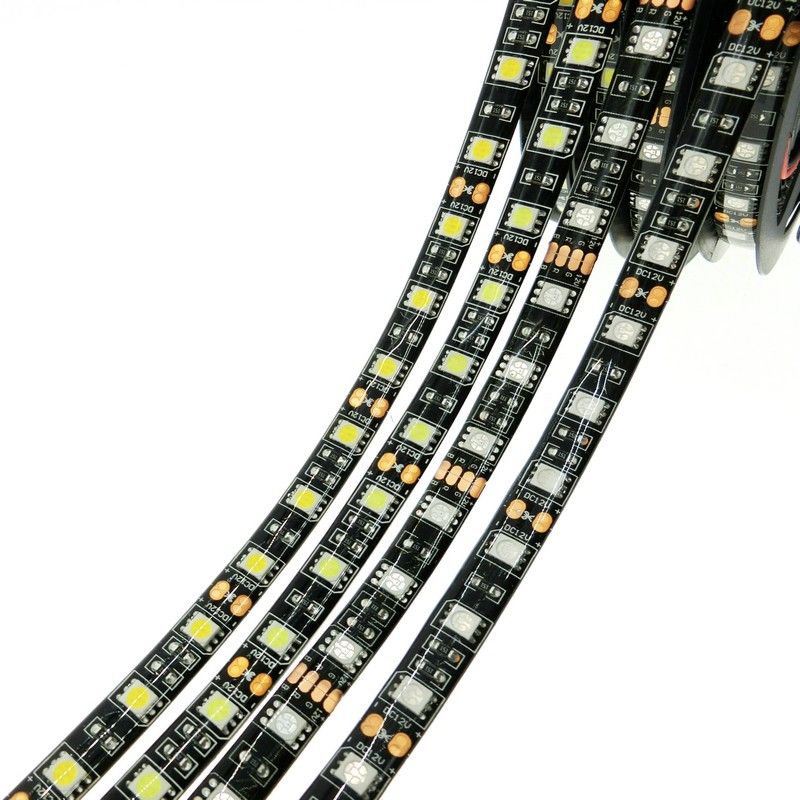 Cheaper Black PCB LED Strip Lights 5050 SMD Warm White Red Green Blue