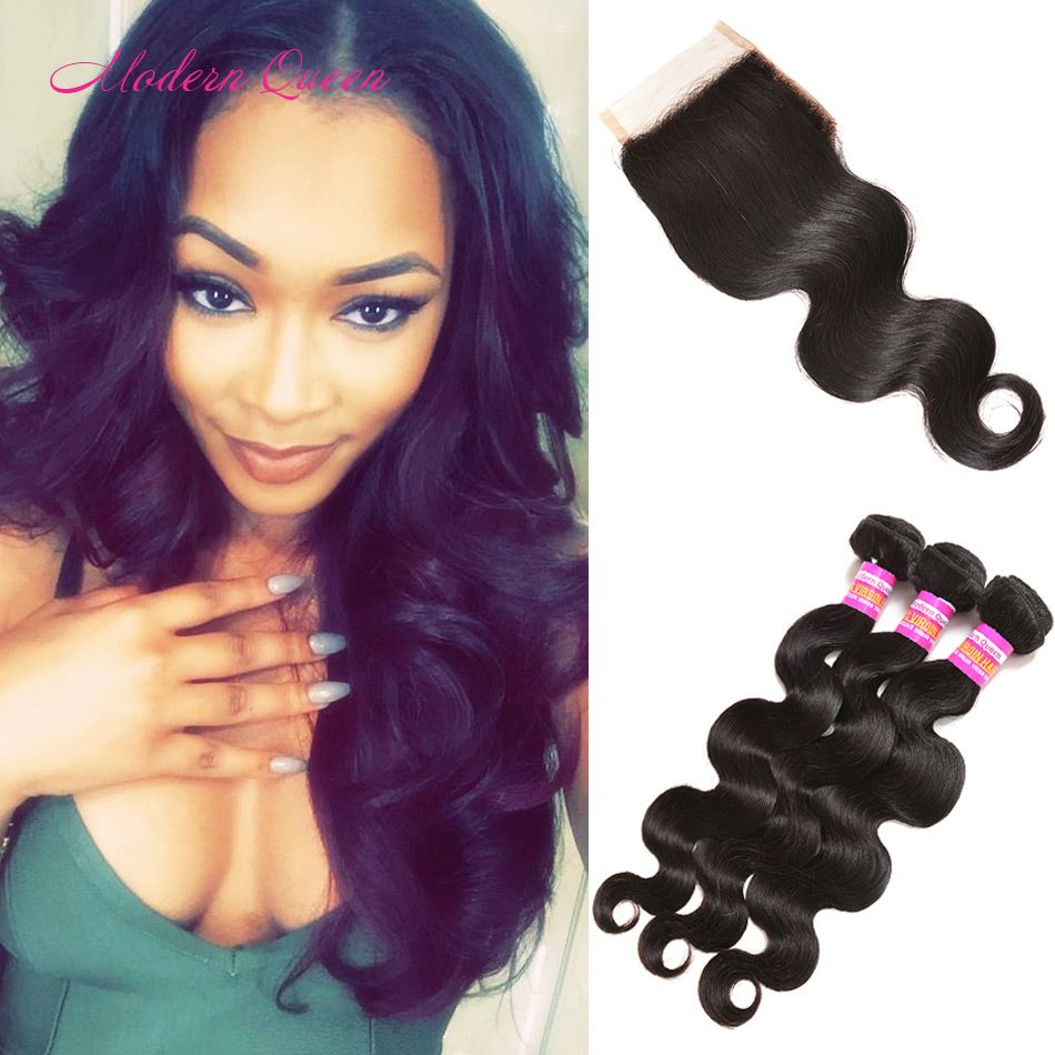 Brazilian Body Wave Hair Weaves 3 Bundles With Closure Brazilian