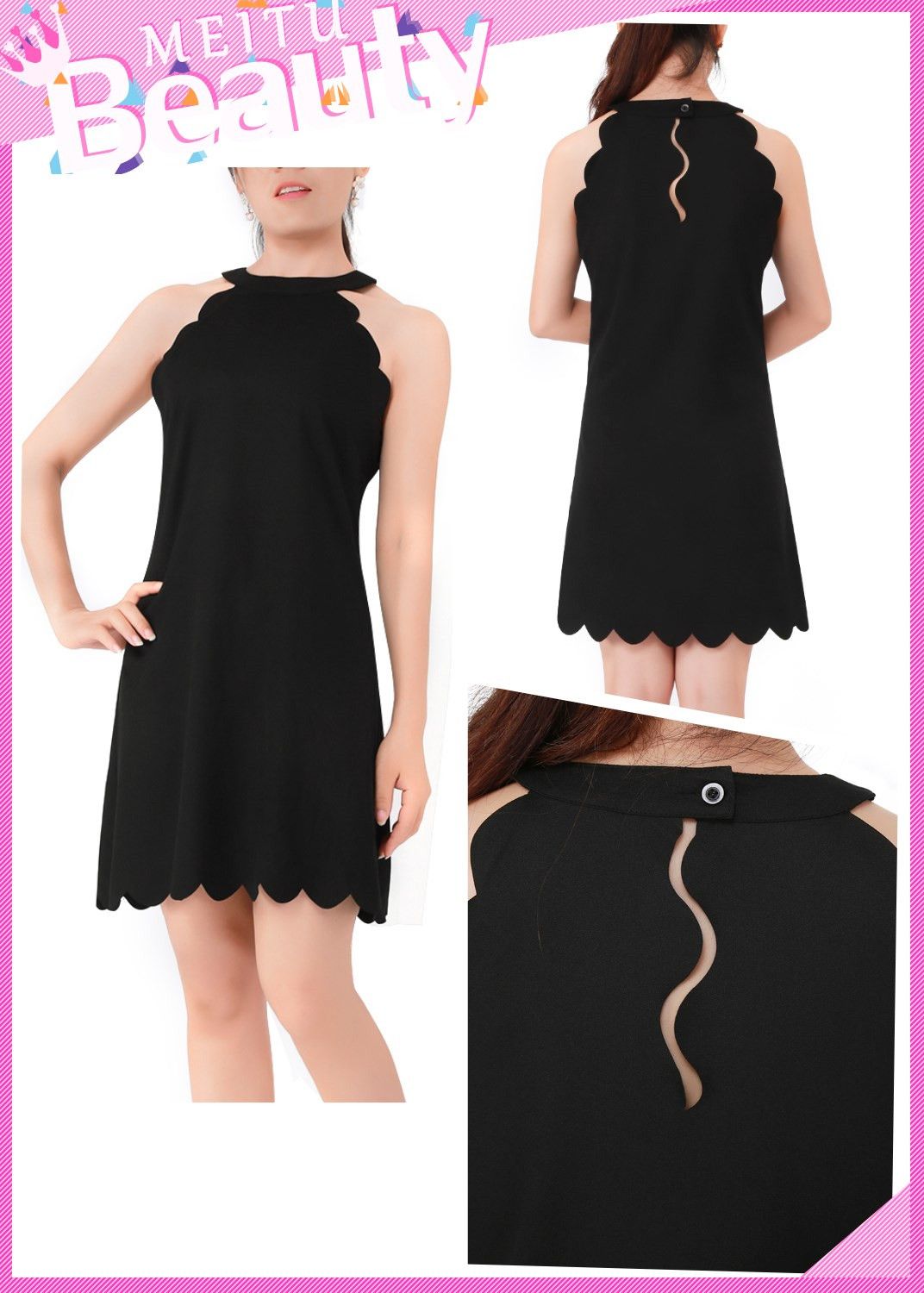 Black Mini Chiffon Dress