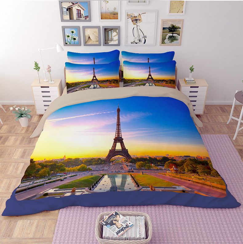 3d Bedding Set Eiffel Tower Pattern Queen Size Home Textiles Duvet 3d Bedding Set Eiffel Tower Pattern Queen Size Home Textiles Duvet Covers Bed Linen Pillow Cases Whole Twin Full King Contemporary