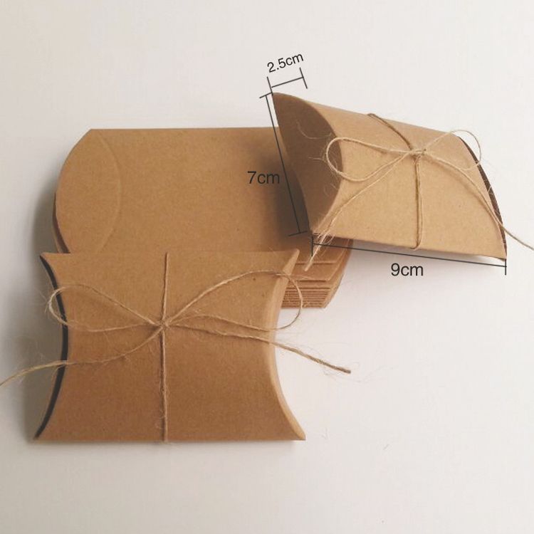 2018 pillow shape kraft paper box with tie cookies candy fruit pie paper box diy