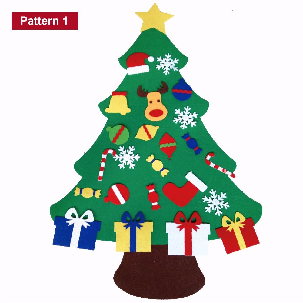 2017 New Kids Diy Felt Christmas Tree Set With Ornaments Children Gift Toddler Door Wall Hanging Preschool Craft Xmas Decoration Christmas Tree Toy