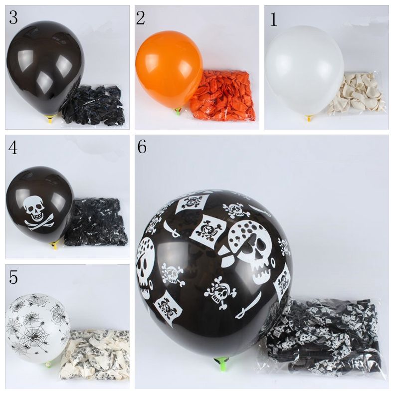 2017 12 inch halloween evening party balloons black orange pumpkin skull spider latex balloons party decor halloween decorations 20 pack yya322 from