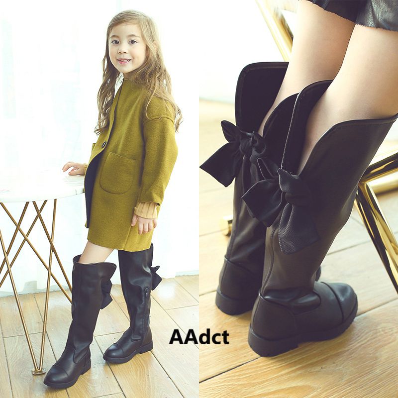 Winter Children Shoes Girls High Boots Kids Black Bow Winter Children Shoes Girls High Boots Kids Black Bow