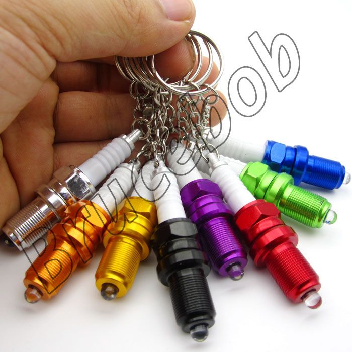 Metal Car LED Light Ignition System Ignitor Discharge Plug Keychain