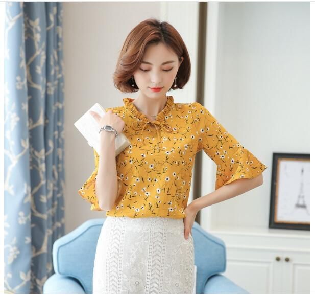 Spring Autumn Women White Office Blouse 2019 Bow Ruffle