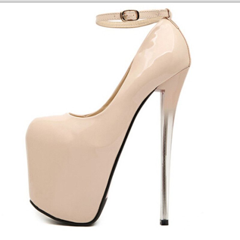 22CM Heel Height Sexy Round Toe Stiletto Heel Pumps Party Shoes Women'S