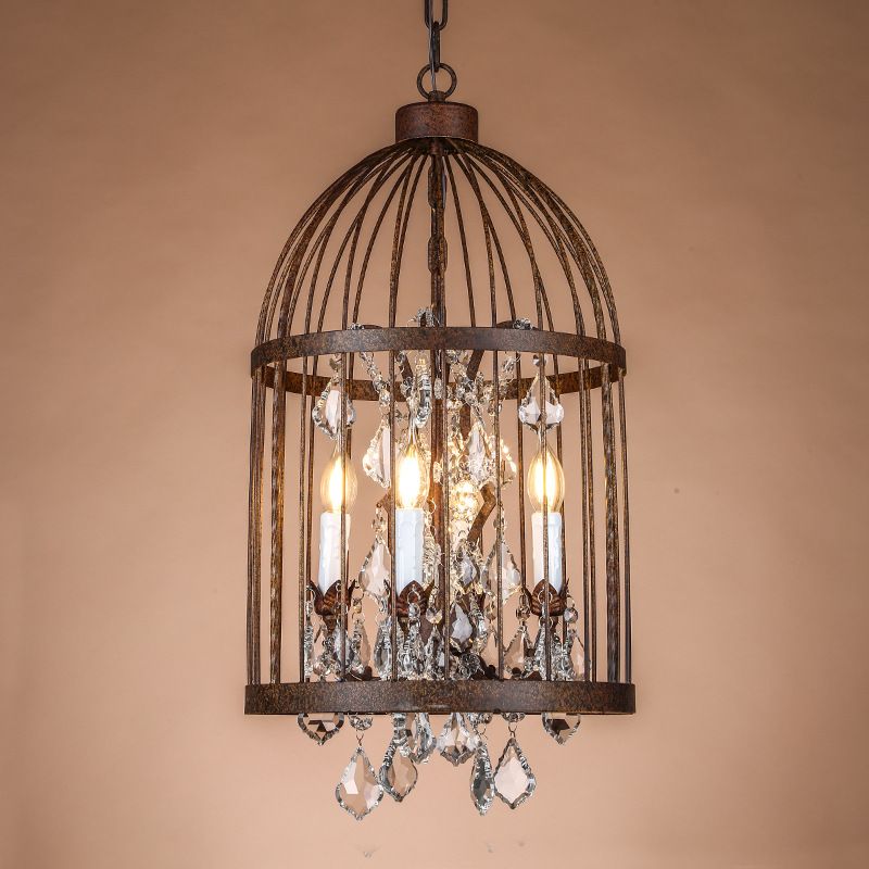 Retro Vintage Rust Wrought Iron Cage Chandeliers E14 Large French Retro Vintage Rust Wrought Iron Cage Chandeliers E14 Large French Empire Style Crystal Chandelier 220v Lamp Hardware Lighting Gothic Entryway