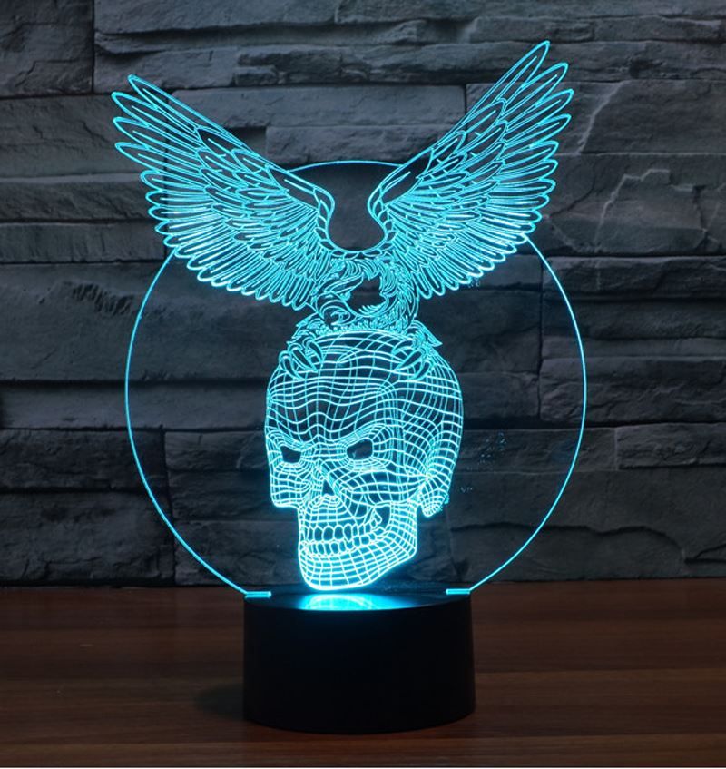 New Animal Eagle And Skull Shape 3d Led Night Lights 7 Light Colors Table Lamps Children Bedroom Lamp Baby Toys