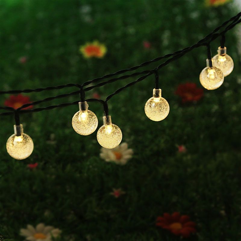 30 Leds Solar Powered Led Outdoor String Lights Crystal Ball Fairy 30 Leds Solar Powered Led Outdoor String Lights Crystal Ball Fairy Strip For Outside Garden Patio Party Light Strings