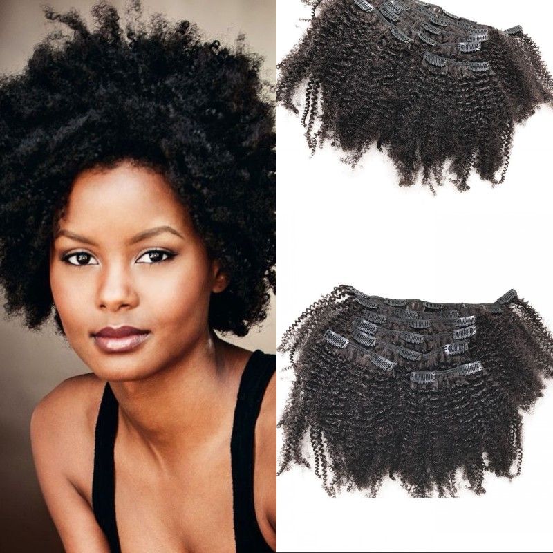 4a 4b Clip In Curly Hair Extensions For Black Women 120G Peruvian Human Hair Clip Ins For Black
