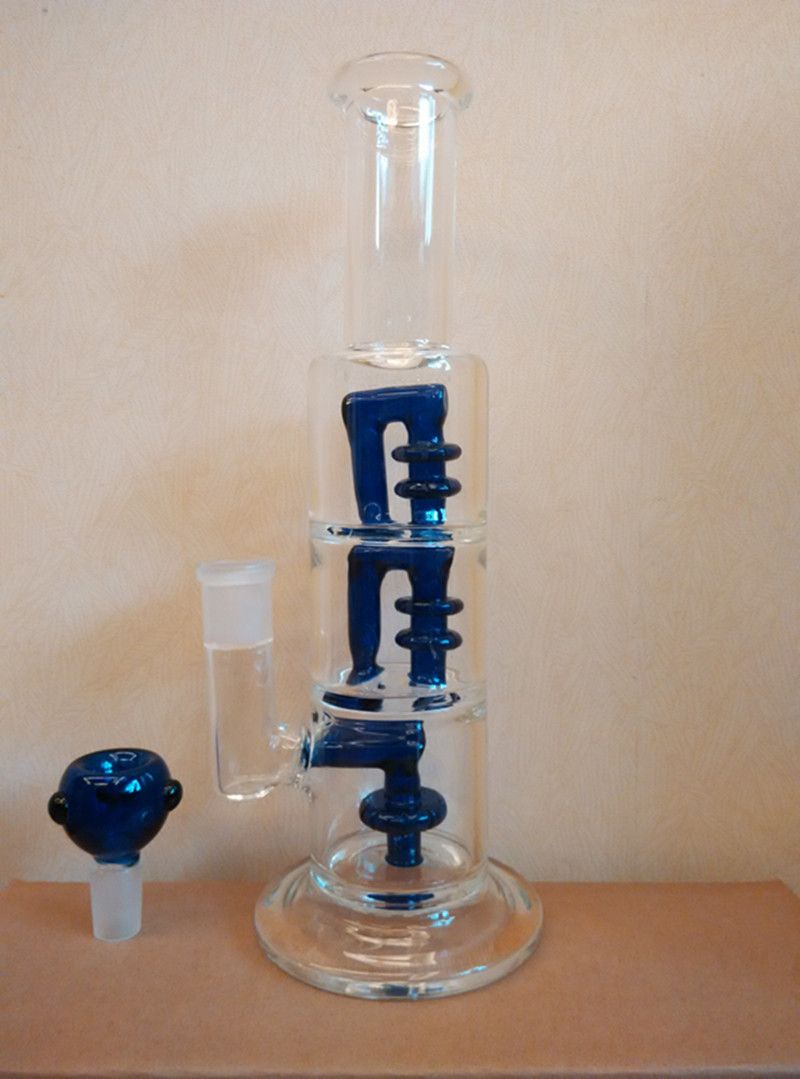 2020 2016 18 Mm Joint Glass Water Pipe Double Layer Filter Bong With