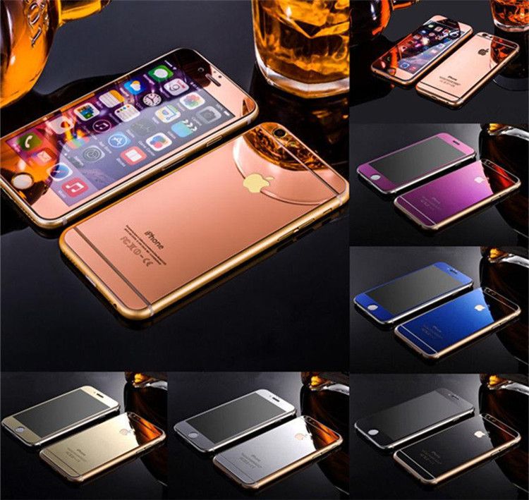 for iphone x 7 8 plus colored screen protector front back mirror