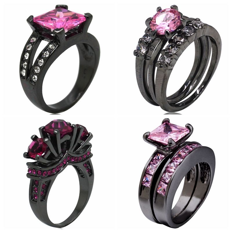 pink and black wedding ring pink sapphire 2018 size 11 black wedding engagement ring princess cut pink diamond gemstone crystal statement propose halo anniversary cocktail party from grace8688 pink and black wedding ring pink sapphire 2018 size 11 black wedding engagement ring princess cut pink diamond gemstone crystal statement propose halo anniversary cocktail party from grace8688