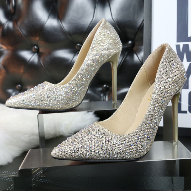 Acquistare 2016 Economici Donne Di Estate Low Cut Pumps Lady Strass Argento  Nero Rosa Blu Fondo Scarpe Tacco Alto La Sposa Femminile Abito Da Sposa V  Scarpe Economico | Consegna Veloce E