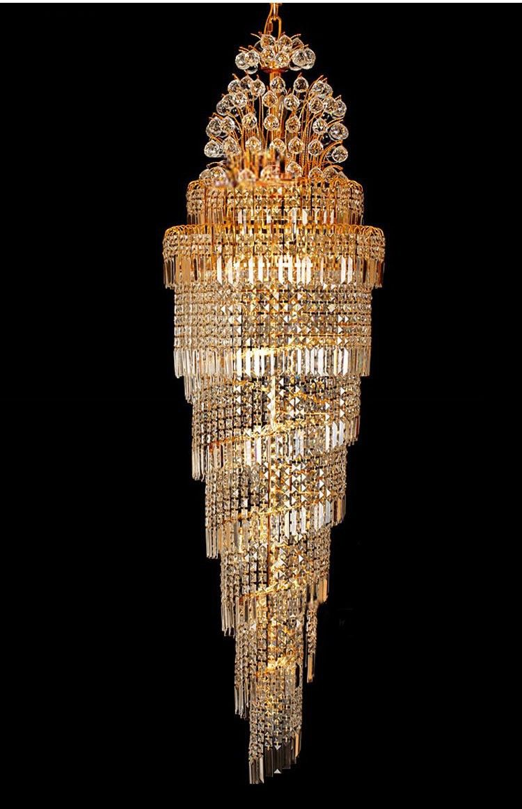 Phube Lighting Large Foyer Stair Gold Crystal Chandelier Chrome Phube Lighting Large Foyer Stair Gold Crystal Chandelier Chrome Chandeliers Modern Light